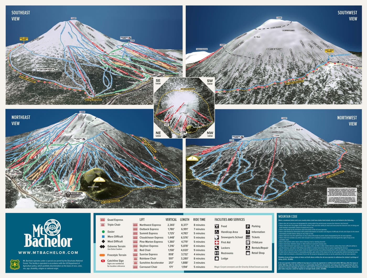 Mount Bachelor Trail Map